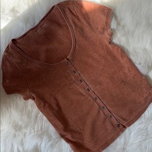 American Eagle Scoop Neck, Button Down Crop Top